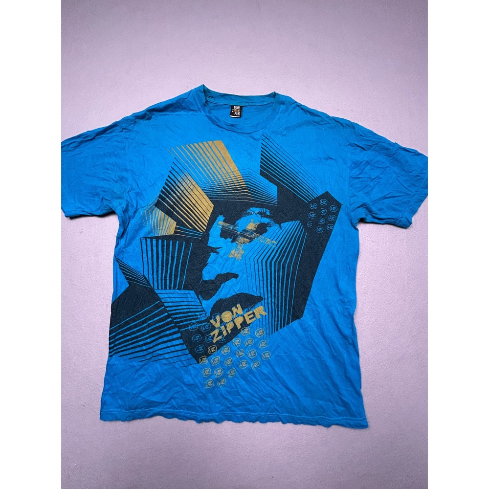 VonZipper Graphic T-Shirt 100% Cotton Blue XL Mens